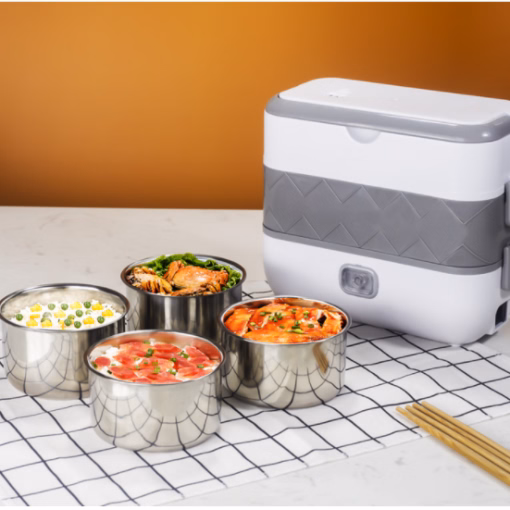 Hộp Cơm Cắm Điện Nấu Chín Và Hâm Nóng, 4 Lõi Inox - Hongshuangxi - Ảnh 3