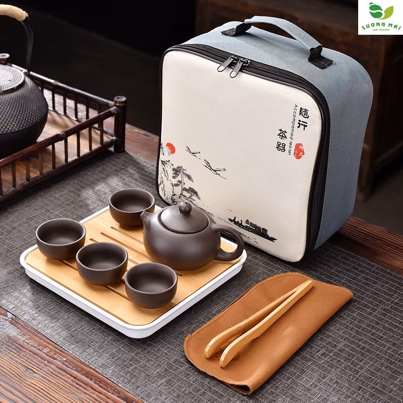 Bộ Ấm Chén Du Lịch Tử Sa 12 Món - Sương Mai - Ảnh 3
