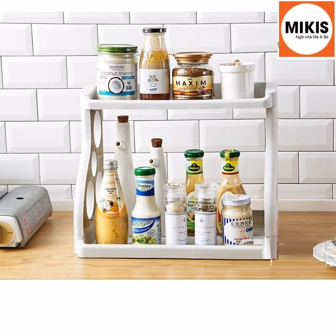 Kệ Gia Vị Bằng Nhựa Hai Tầng - Sương Mai - Ảnh 2