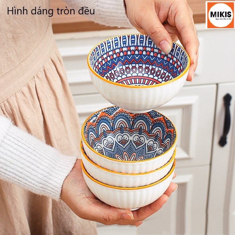 Bộ 6 Bát Ăn Bằng Gốm, 6 Đôi Đũa Bằng Gỗ - Sương Mai - Ảnh 7