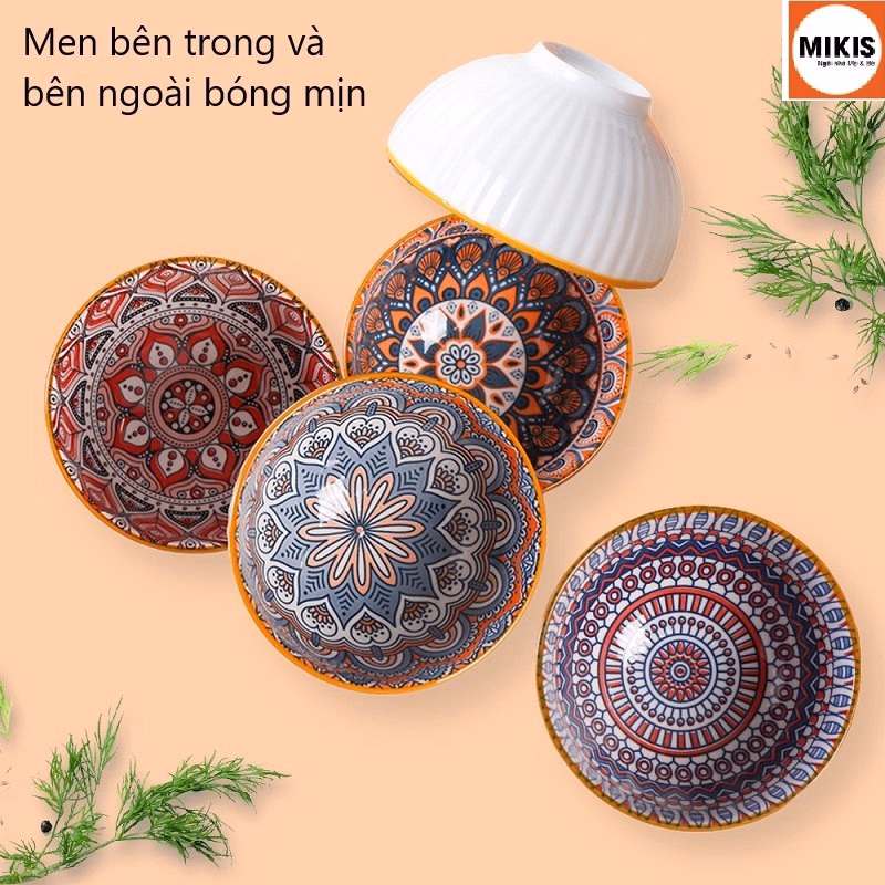 Bộ 6 Bát Ăn Bằng Gốm, 6 Đôi Đũa Bằng Gỗ - Sương Mai - Ảnh 5