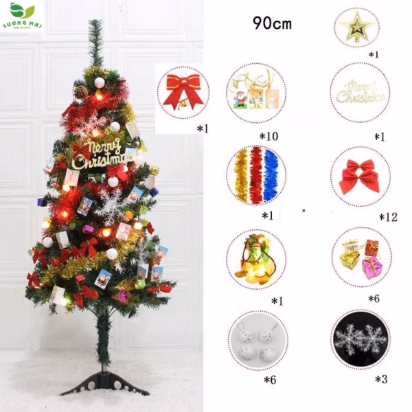 Cây Thông Noel Đầy Đủ Phụ Kiện Cao 90 & 150Cm - 180Cm- Sương Mai - Ảnh 4