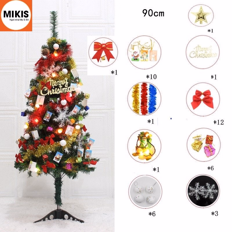 Cây Thông Noel Đầy Đủ Phụ Kiện Cao 90 Và 150Cm - Sương Mai