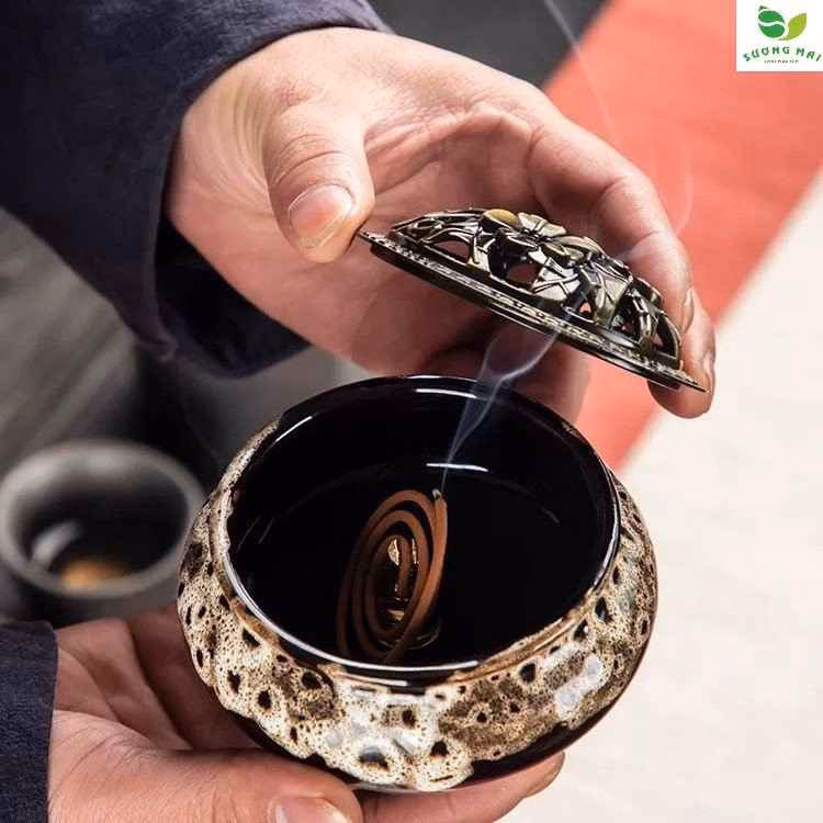 Lư Hương Đốt Trầm Sứ - Sương Mai - Ảnh 2