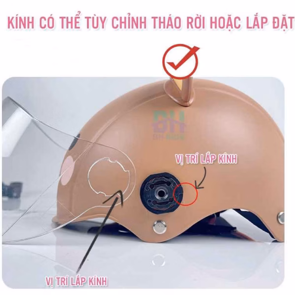 Nón Bảo Hiểm Cao Cấp Cho Bé Có Kính Chắn Bụi, Chắn Gió, Hoạt Hình Dễ Thương - Bh Kids - Ảnh 7