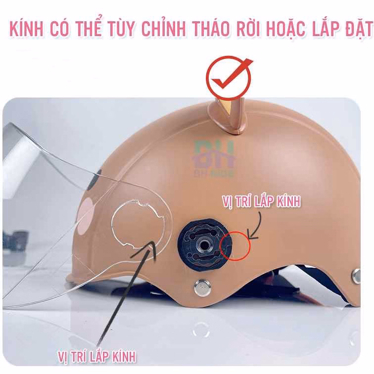 Nón Bảo Hiểm Cao Cấp Cho Bé Có Kính Chắn Bụi, Chắn Gió, Hoạt Hình Dễ Thương - Bh Kids - Ảnh 7