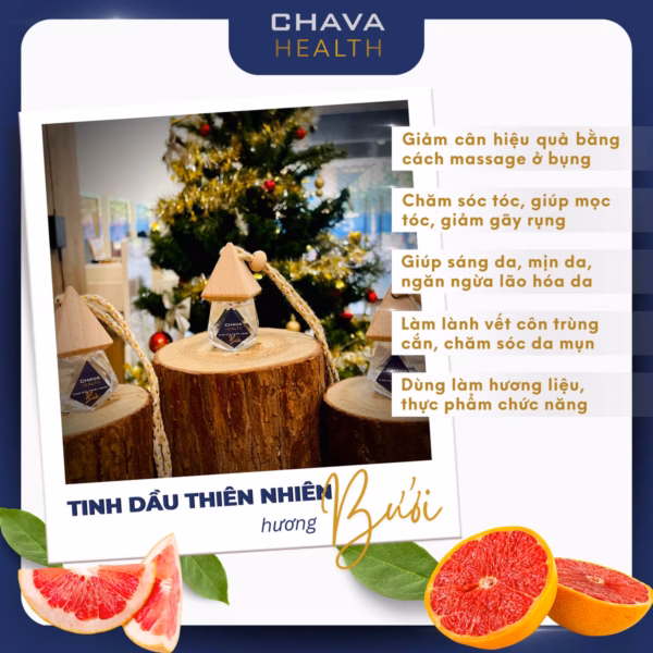 Tinh Dầu Thiên Nhiên Treo Xe Hơi Hương Bưởi 10Ml - Chava - Ảnh 3