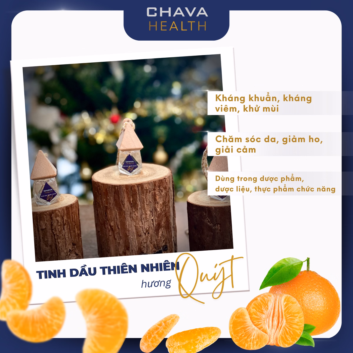 Tinh Dầu Thiên Nhiên Treo Xe Hơi Hương Quýt 10Ml - Chava - Ảnh 3