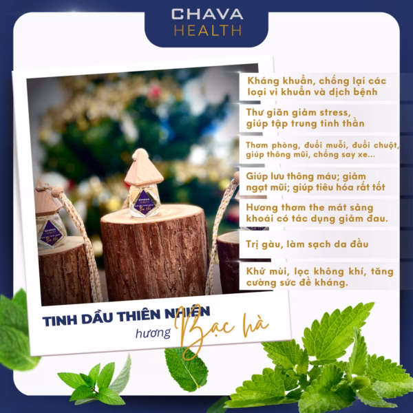 Tinh Dầu Thiên Nhiên Treo Xe Hơi Hương Bạc Hà 10Ml - Chava - Ảnh 3