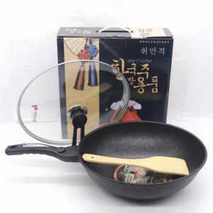 Chảo Đá Hàn Quốc Chống Dính Sâu Lòng 32Cm, Có Nắp Đậy - Su