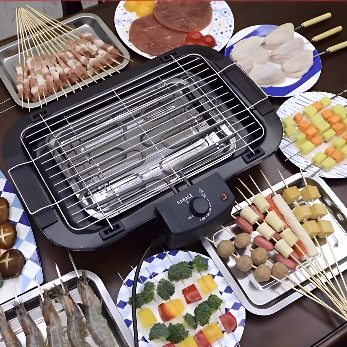 Bếp Nướng Điện Electric Barbecue Grill Không Khói Đa Năng Vỉ Lò Nướng Ngoài Trời - Babale - Ảnh 5