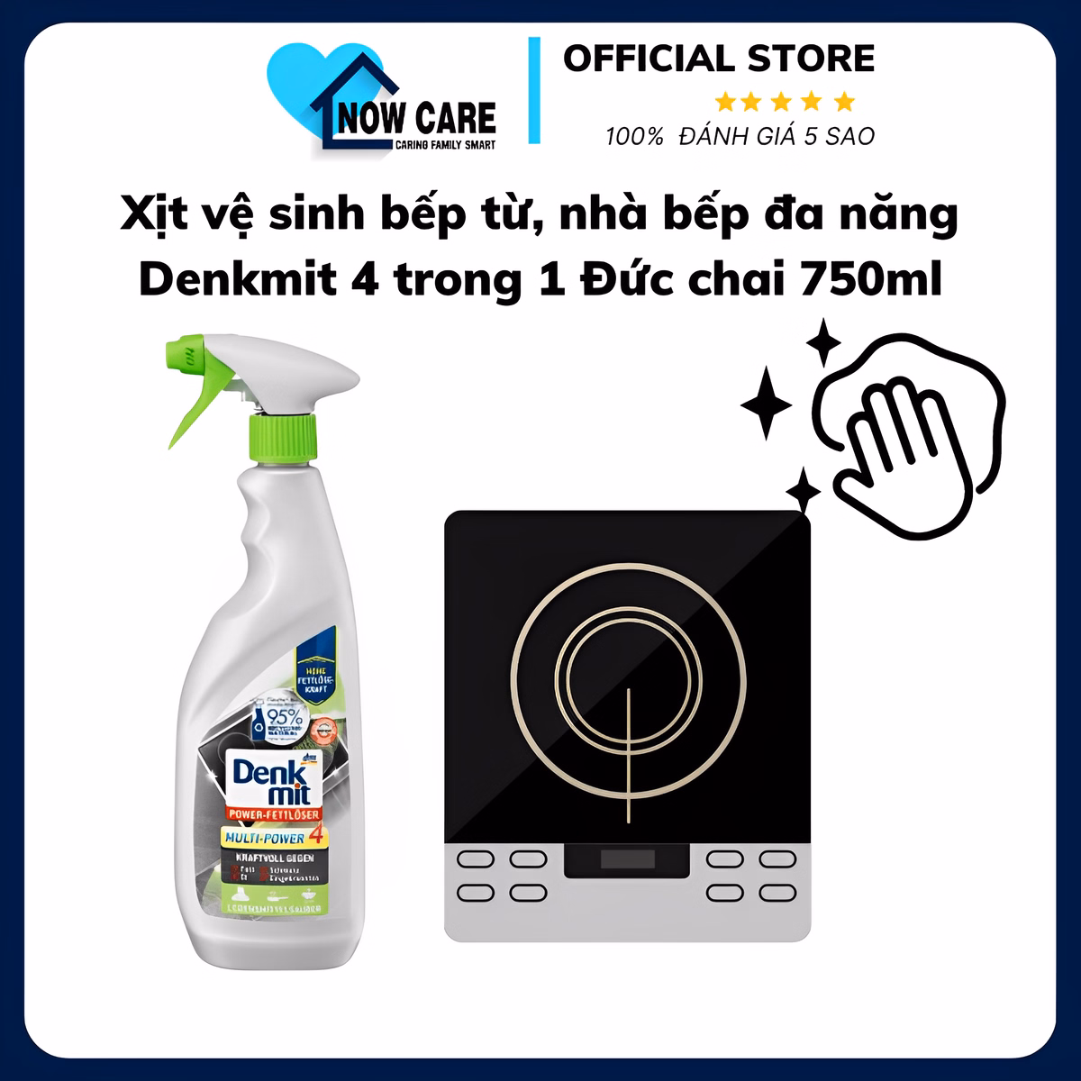 Xịt Vệ Sinh Bếp Từ, Nhà Bếp Đa Năng 4 Trong 1 Đức 750Ml - Denkmit