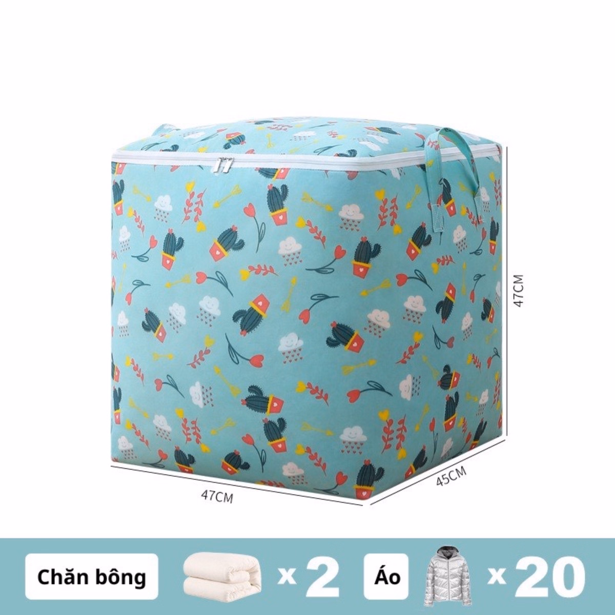 Túi Đựng Quần Áo Chăn Màn Ga Gối Cỡ Lớn Có Khóa Kéo Hoạ Tiết Dễ Thương - Su - Ảnh 2