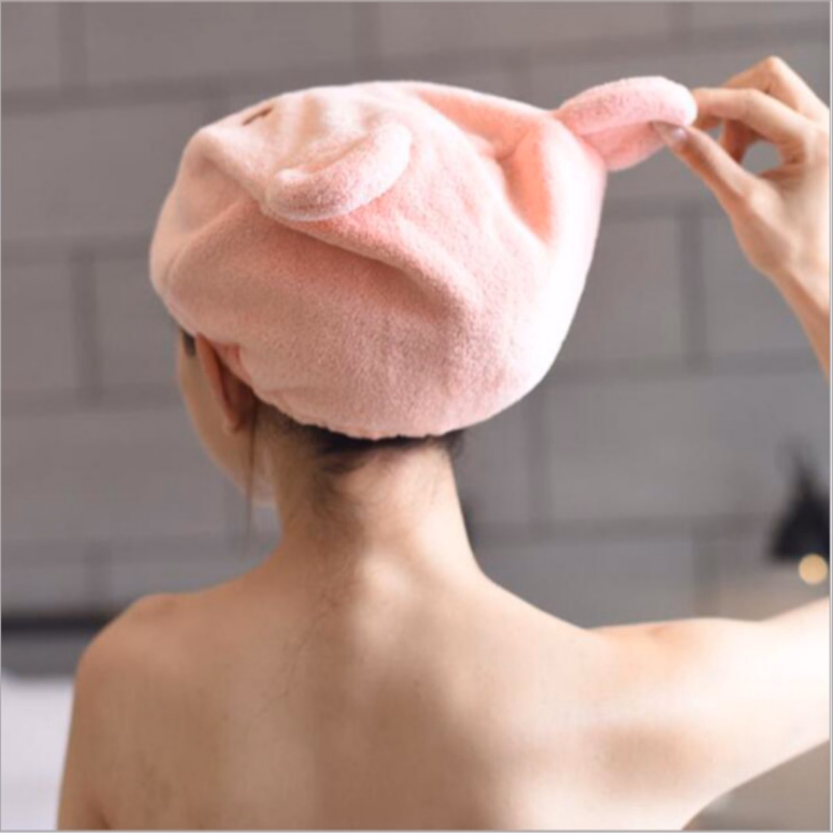 Mũ Trùm Đầu Ủ Tóc Hình Gấu Siêu Tiện Ích, Khăn Làm Khô Tóc Dạng Mũ Đa Năng - Dmastore - Ảnh 3