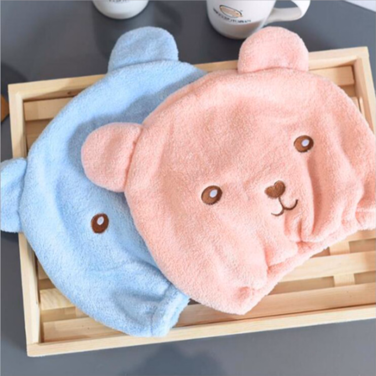 Mũ Trùm Đầu Ủ Tóc Hình Gấu Siêu Tiện Ích, Khăn Làm Khô Tóc Dạng Mũ Đa Năng - Dmastore - Ảnh 5