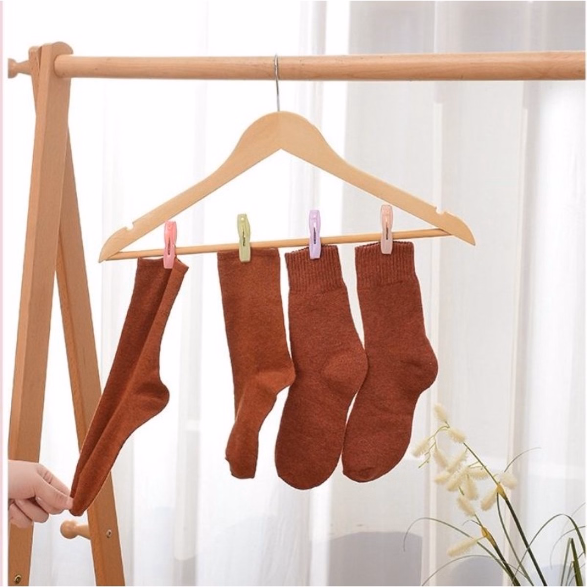 Set 30 Kẹp Phơi Quần Áo Bằng Nhựa Kèm Giỏ Đựng - Su - Ảnh 8