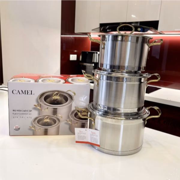 Bộ 3 Nồi Châu Âu Inox Cao Cấp 3 Đáy Misu, Camel Ctb35 - Bechip - Ảnh 9