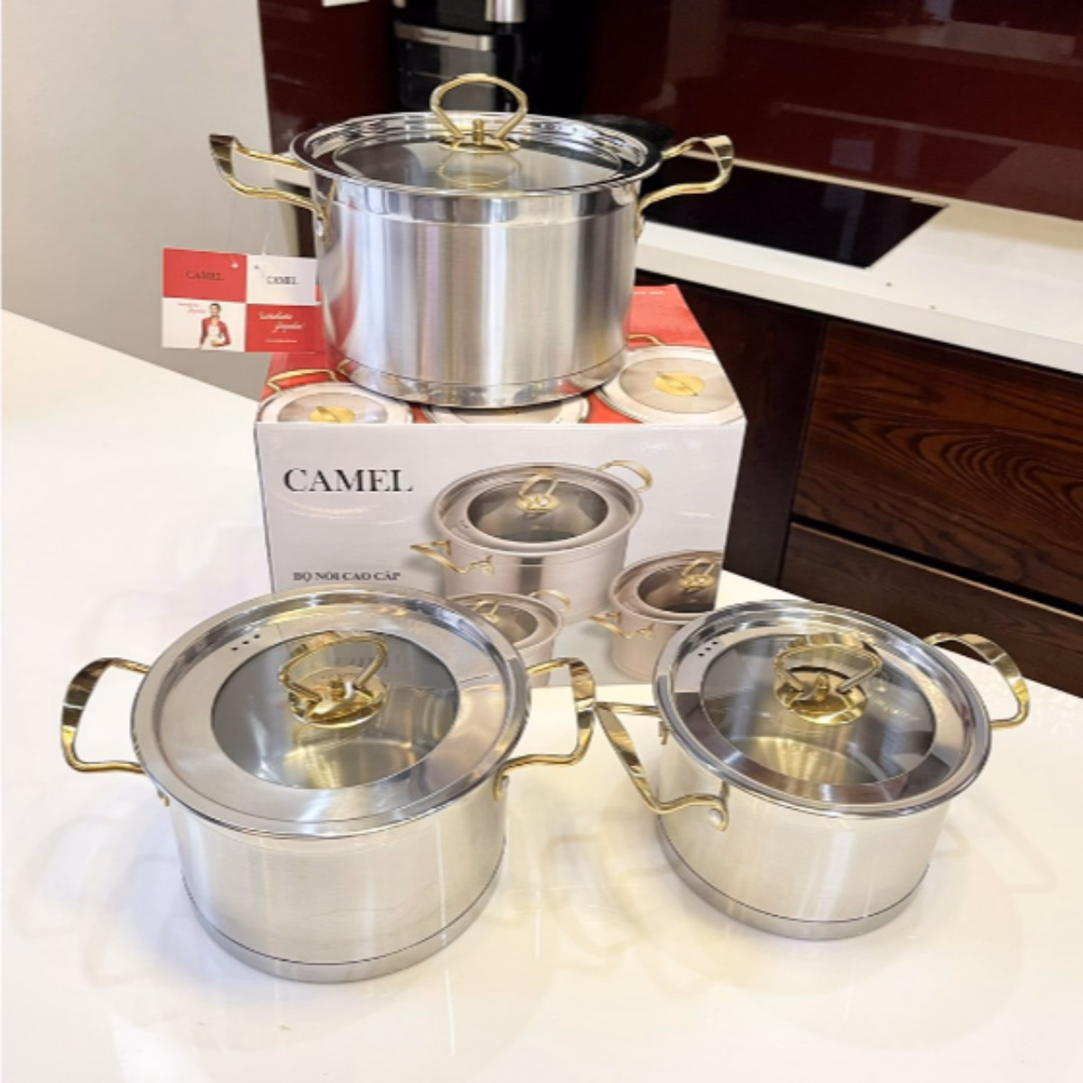 Bộ 3 Nồi Châu Âu Inox Cao Cấp 3 Đáy Misu, Camel Ctb35 - Bechip - Ảnh 12
