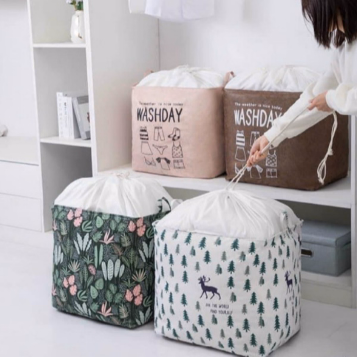 Túi Đựng Chăn Màn, Quần Áo Có Dây Rút 100L Ctb38 - Bechip - Ảnh 5