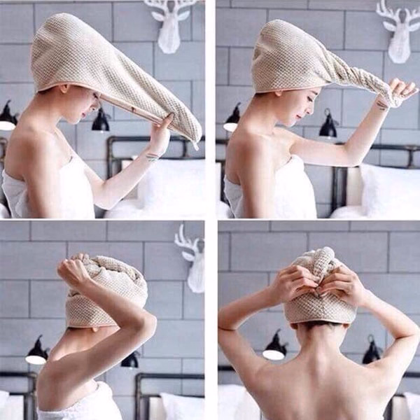 Khăn Quấn Ủ Tóc Siêu Thấm Màu Trơn, Khăn Mũ Làm Khô Tóc Siêu Tiện Ích - Dmastore - Ảnh 2