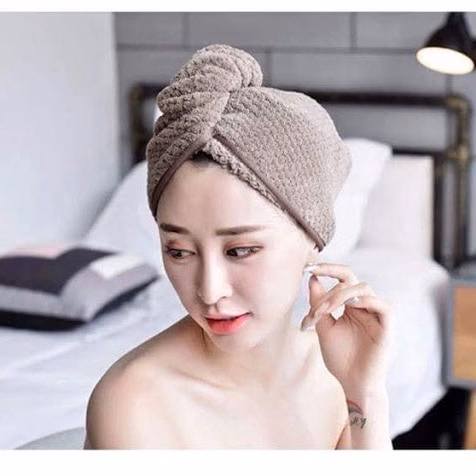Khăn Quấn Ủ Tóc Siêu Thấm Màu Trơn, Khăn Mũ Làm Khô Tóc Siêu Tiện Ích - Dmastore - Ảnh 3