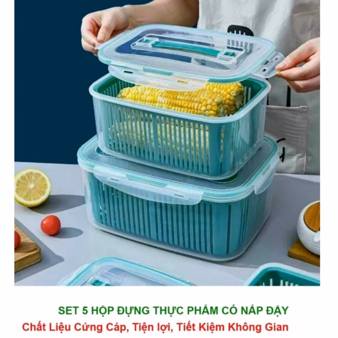 Set 5 Bộ Đựng Thực Phẩm Đa Năng 2 Lớp Ca0 Cấp Ctb49 - Bechip - Ảnh 3