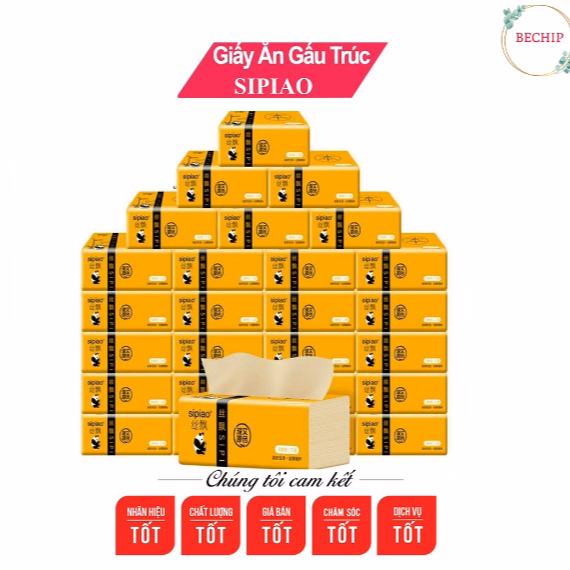 Bịch 10 Gói Khăn Giấy Gấu Trúc Sipiao Ctb59 - Bechip