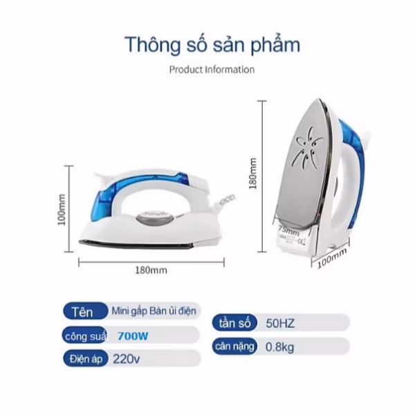 Bàn Là Hơi Nước Mini Cầm Tay, Gấp Gọn Tiện Dụng Ctb65 - Bechip - Ảnh 11