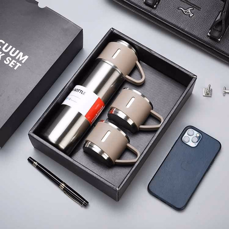 Bộ Bình Giữ Nhiệt Inox Kèm 2 Cốc Sang Trọng 500Ml Vacuum Flask Ctb68 - Bechip - Ảnh 3