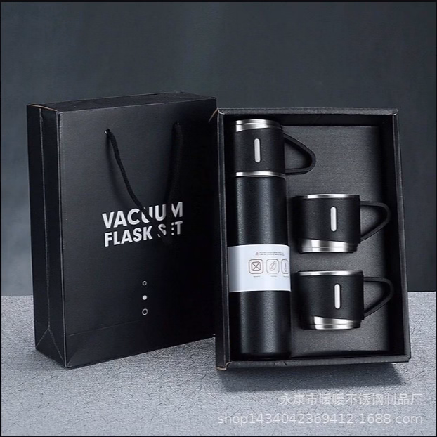 Bộ Bình Giữ Nhiệt Inox Kèm 2 Cốc Sang Trọng 500Ml Vacuum Flask Ctb68 - Bechip - Ảnh 6