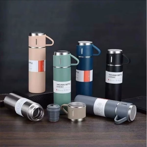 Bộ Bình Giữ Nhiệt Inox Kèm 2 Cốc Sang Trọng 500Ml Vacuum Flask Ctb68 - Bechip - Ảnh 9