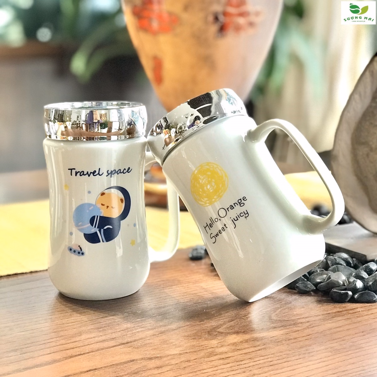 Cốc Sứ Uống Nước, Pha Trà Giữ Nhiệt Có Nắp, Sang Trọng - Sương Mai - Ảnh 2