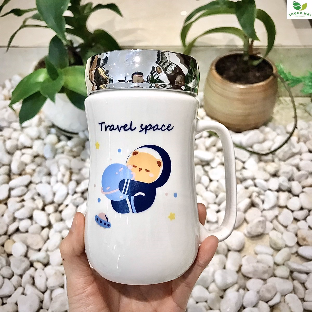 Cốc Sứ Uống Nước, Pha Trà Giữ Nhiệt Có Nắp, Sang Trọng - Sương Mai - Ảnh 4