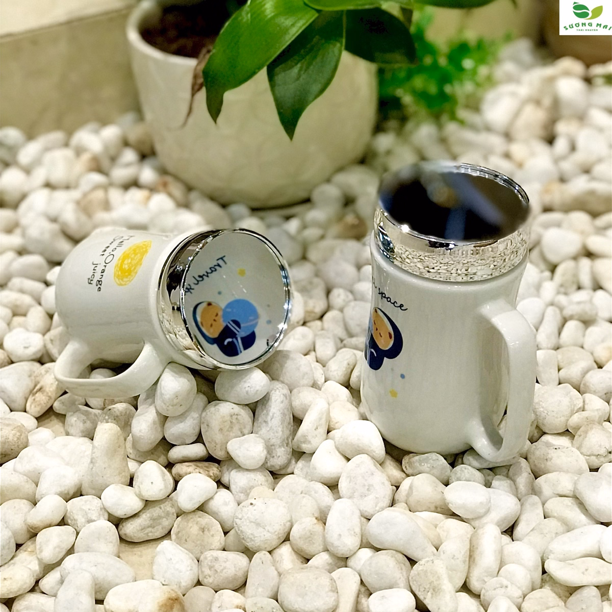 Cốc Sứ Uống Nước, Pha Trà Giữ Nhiệt Có Nắp, Sang Trọng - Sương Mai - Ảnh 5
