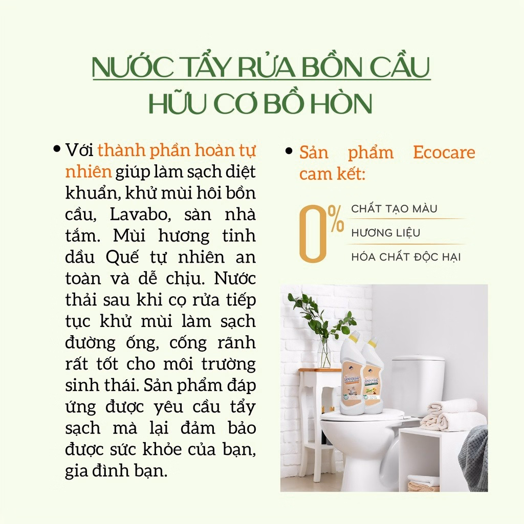 Nước Tẩy Rửa Bồn Cầu Tinh Dầu Quế 900Ml - Ecocare - Ảnh 3