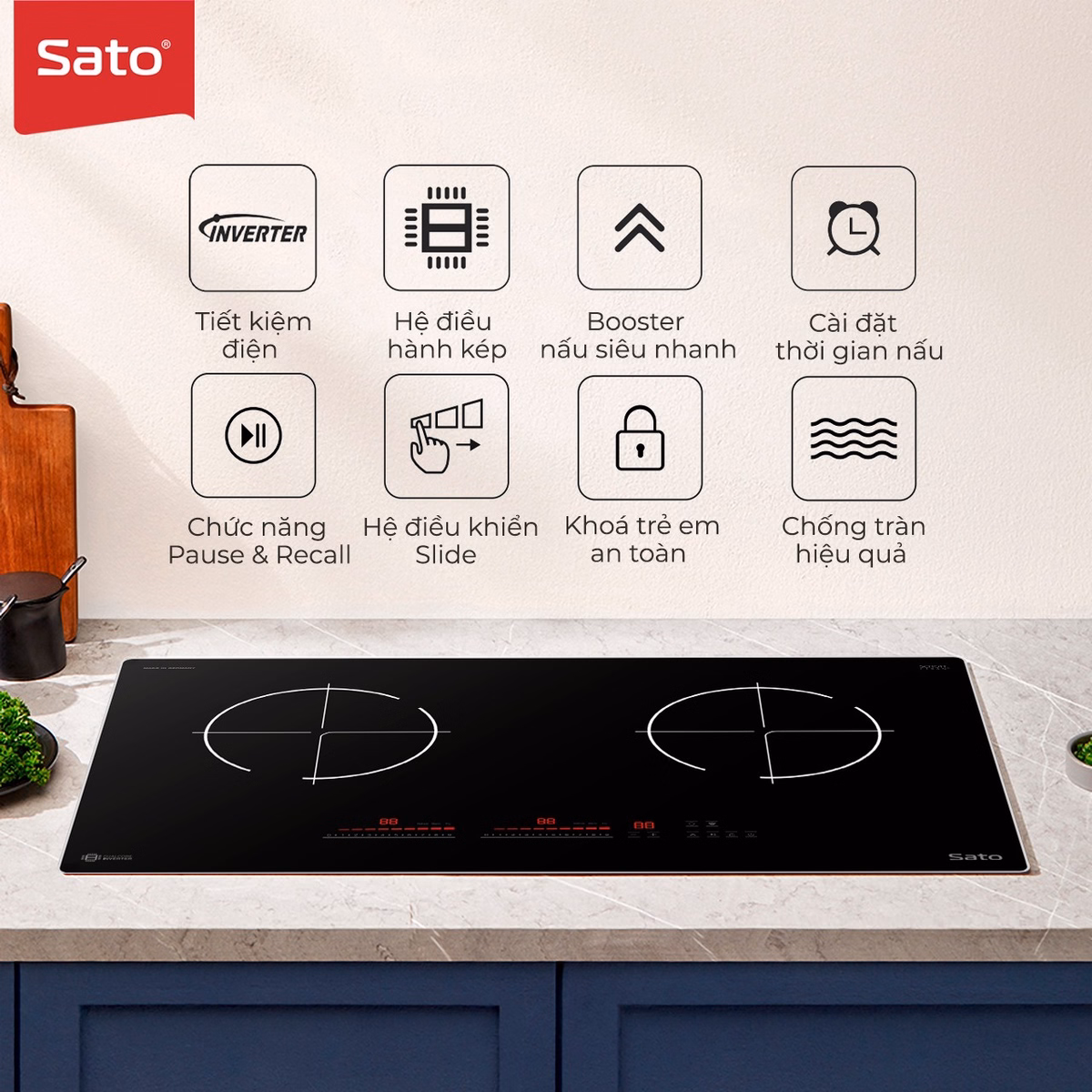 Bếp Điện Từ Thông Minh Ih686Plus (A), Mặt Kính Schoot - Sato - Ảnh 5