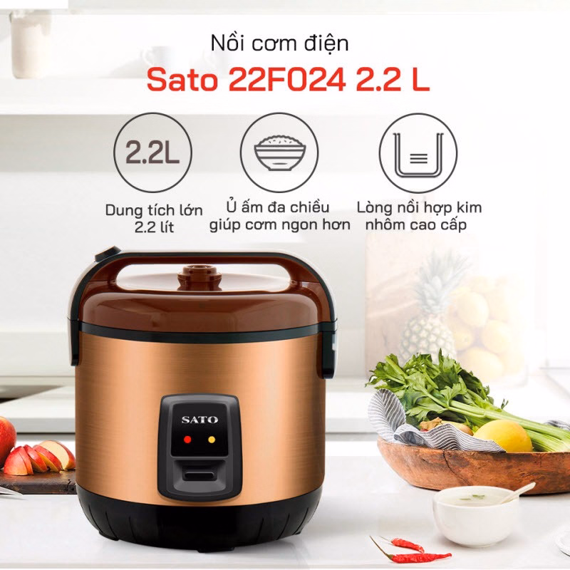 Nồi Cơm Điện 22F024 2.2L - Sato - Ảnh 3