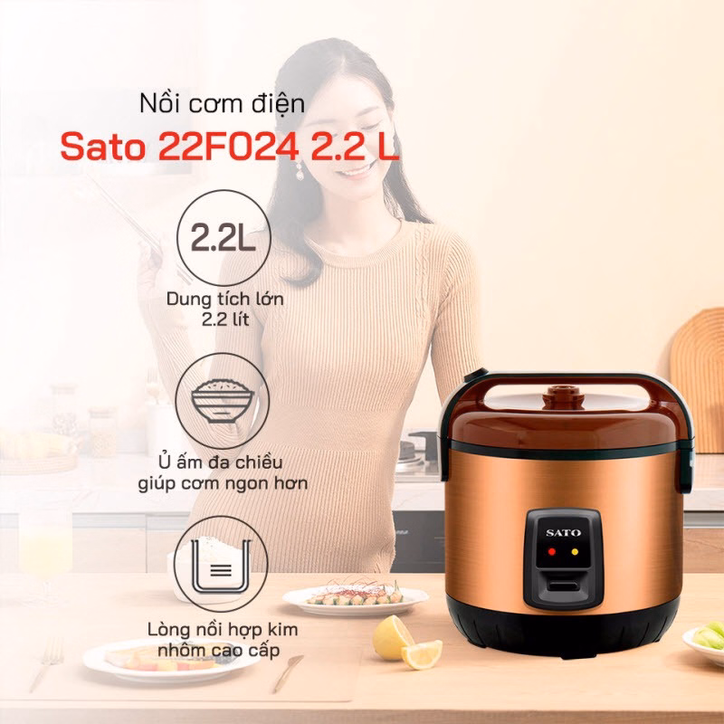 Nồi Cơm Điện 22F024 2.2L - Sato - Ảnh 4