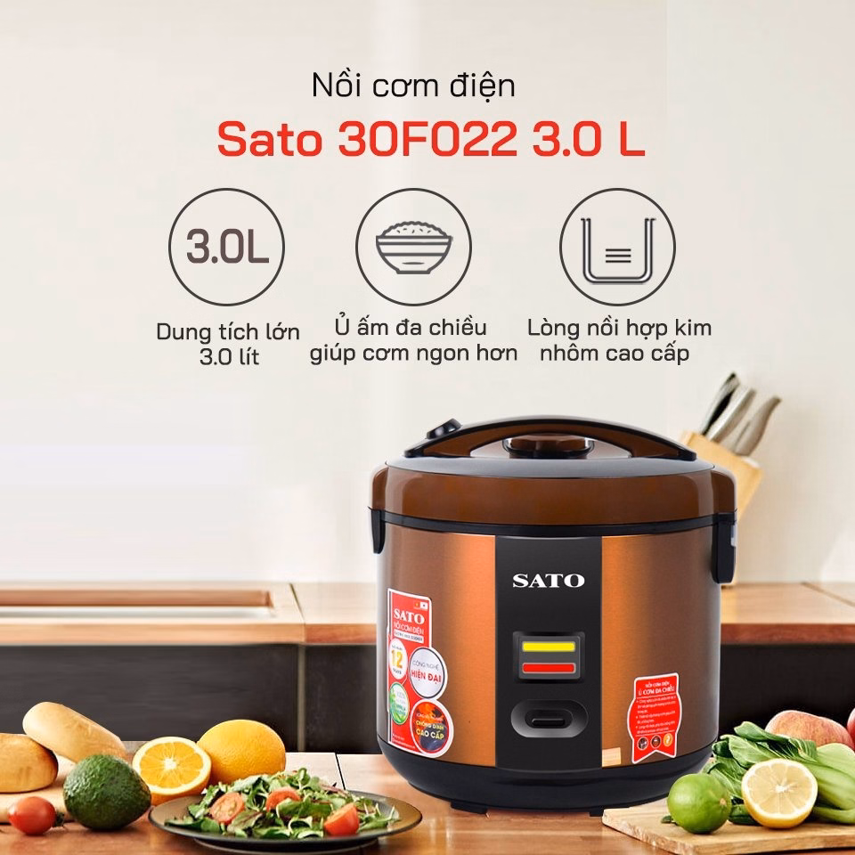 Nồi Cơm Điện 30S022 3.0L - Sato - Ảnh 2