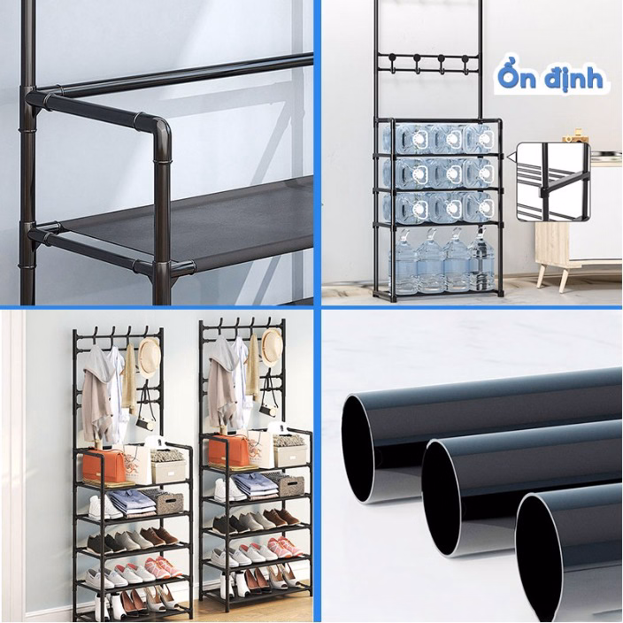 Kệ Để Giày Dép Kèm Móc Treo Quần Áo Đa Năng, Tiện Lợi, Sang Trọng 4 Tầng Ctb88 – Bechip - Ảnh 15