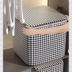 Túi Đựng Chăn Màn, Quần Áo Khóa Kéo Đôi Họa Tiết Caro 100L - Su