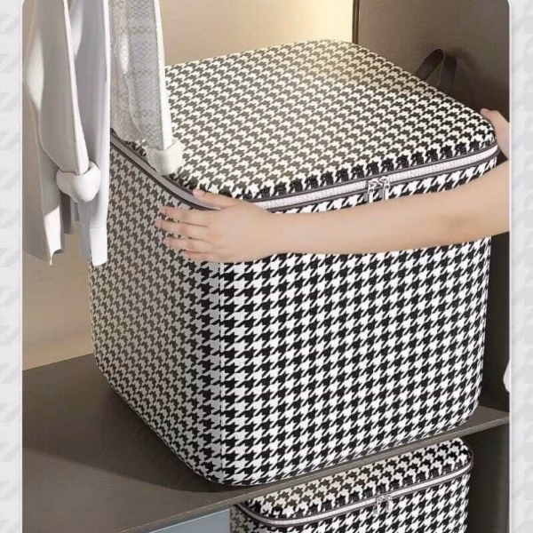 Túi Đựng Chăn Màn, Quần Áo Khóa Kéo Đôi Họa Tiết Caro 100L - Su