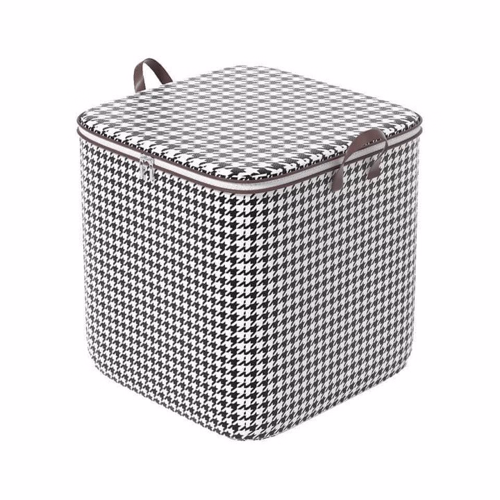 Túi Đựng Chăn Màn, Quần Áo Khóa Kéo Đôi Họa Tiết Caro 100L - Su - Ảnh 3