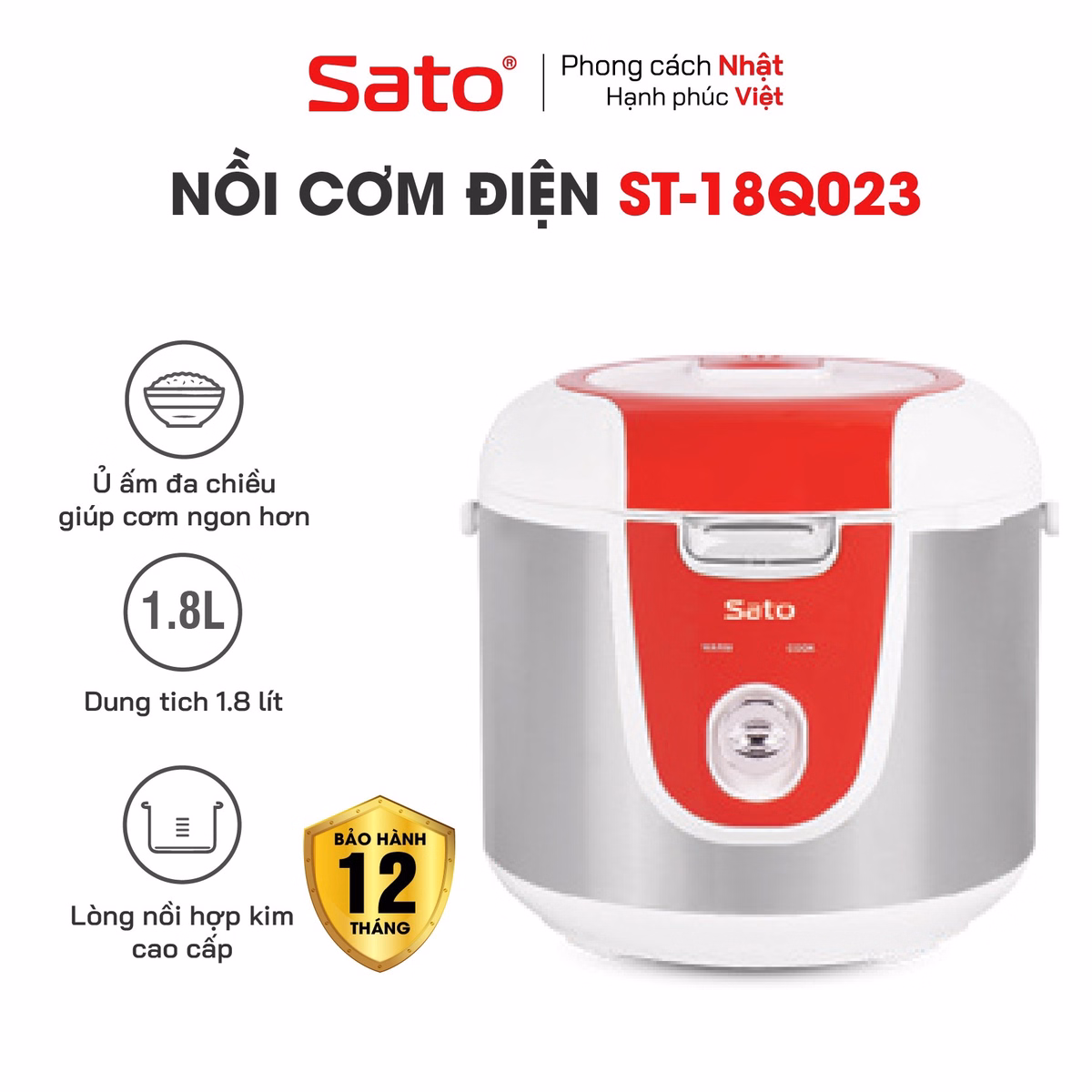 Nồi Cơm Điện 18Q023 1.8L - Sato - Ảnh 2