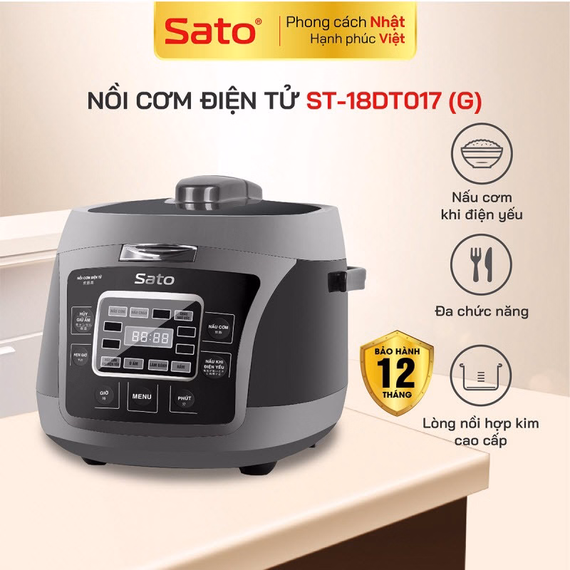 Nồi Cơm Điện Tử 18Dt017(T)/18Dt017(D)/18Dt017(G) 1.8L - Sato - Ảnh 3