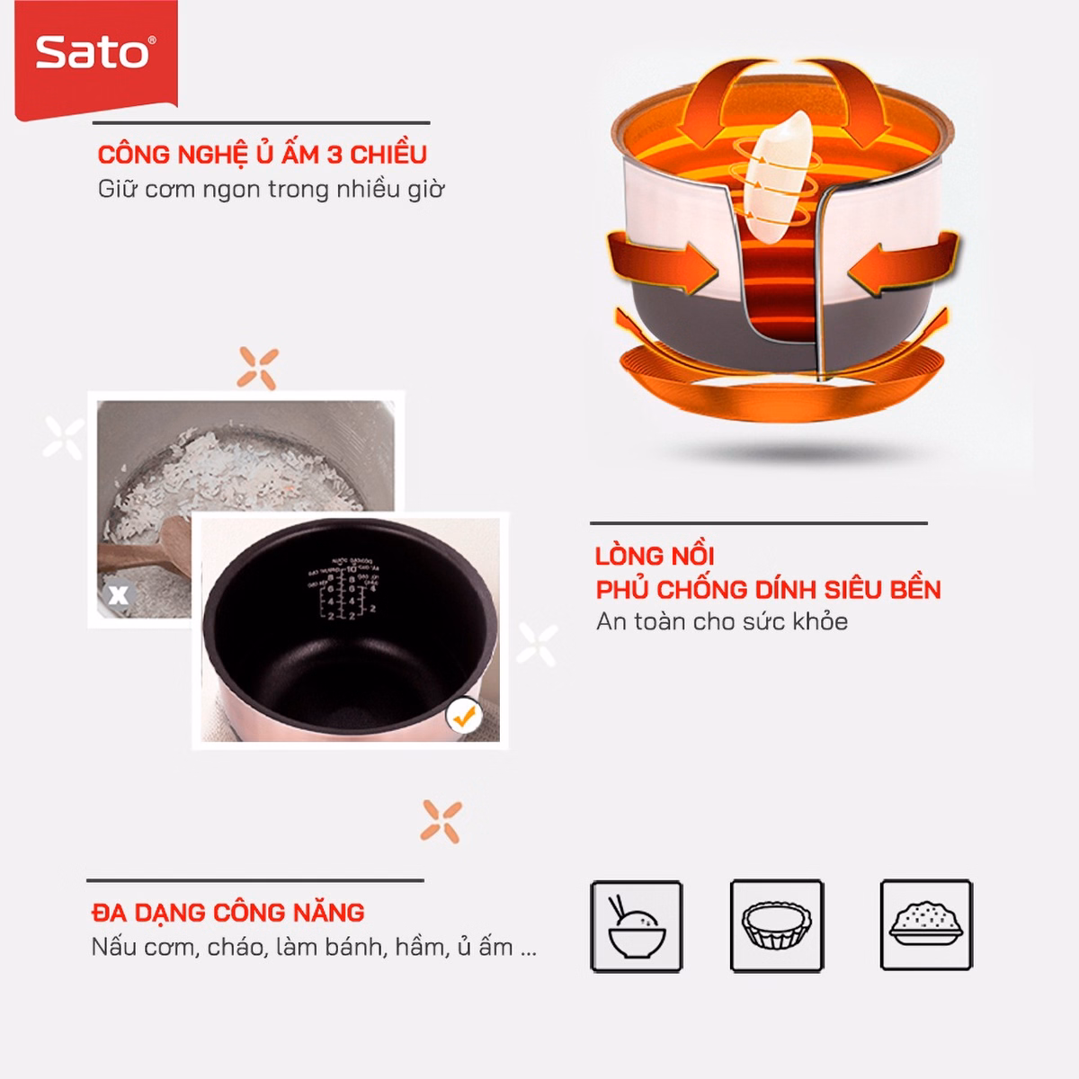 Nồi Cơm Điện Cao Tần 18Ct015 1.8L - Sat0 - Ảnh 4