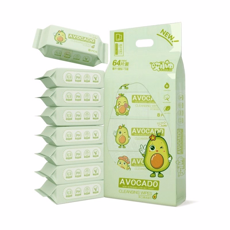 Set 8 Gói 64 Tờ Khăn Ướt Mini Bỏ Túi Tiện Lợi - Su - Ảnh 5