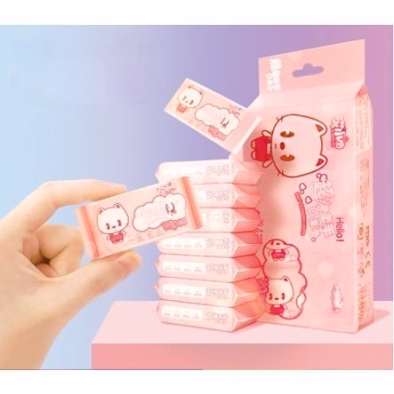 Set 8 Gói 64 Tờ Khăn Ướt Mini Bỏ Túi Tiện Lợi - Su - Ảnh 2