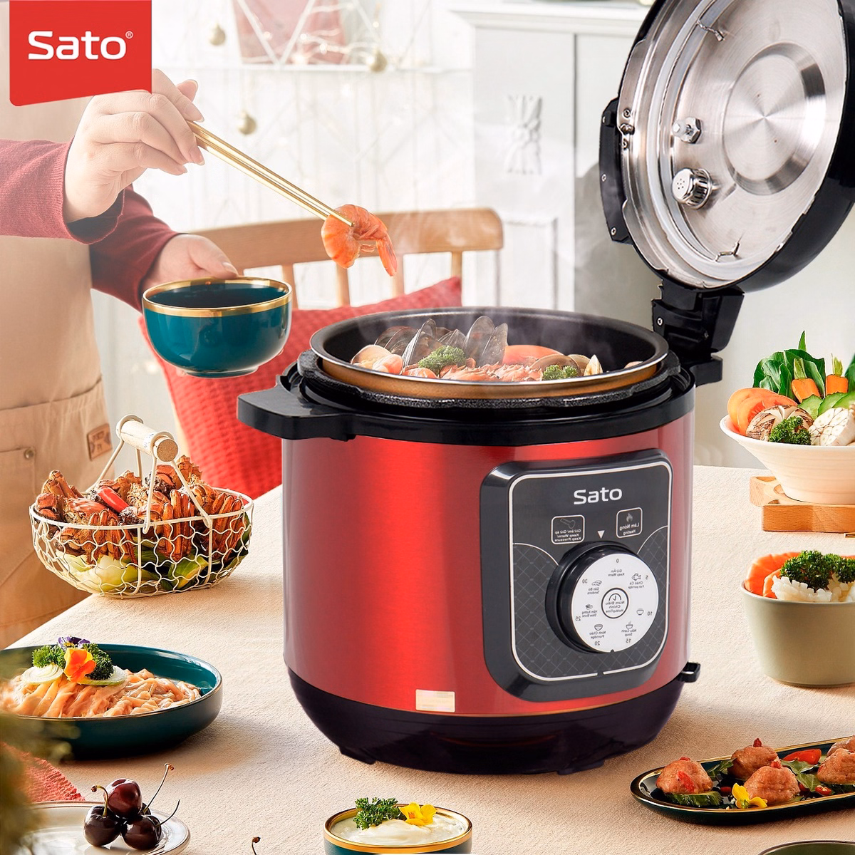 Nồi Áp Suất Đa Năng 6As041.D 6.0L - Sato - Ảnh 5