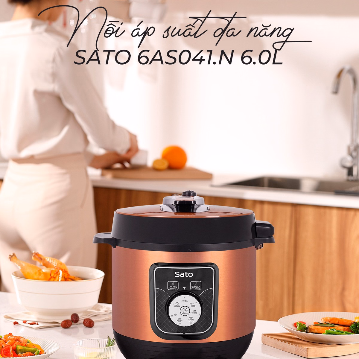 Nồi Áp Suất Đa Năng 6As041.N 6.0L - Sato - Ảnh 5